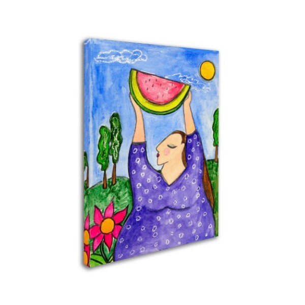 Wyanne 'Big Diva With Watermelon' Canvas Art,14x19